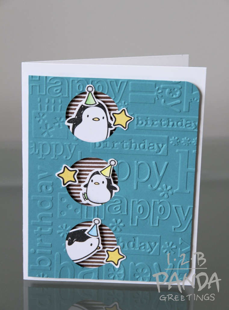 birthday card- 3 penguin 3 wm