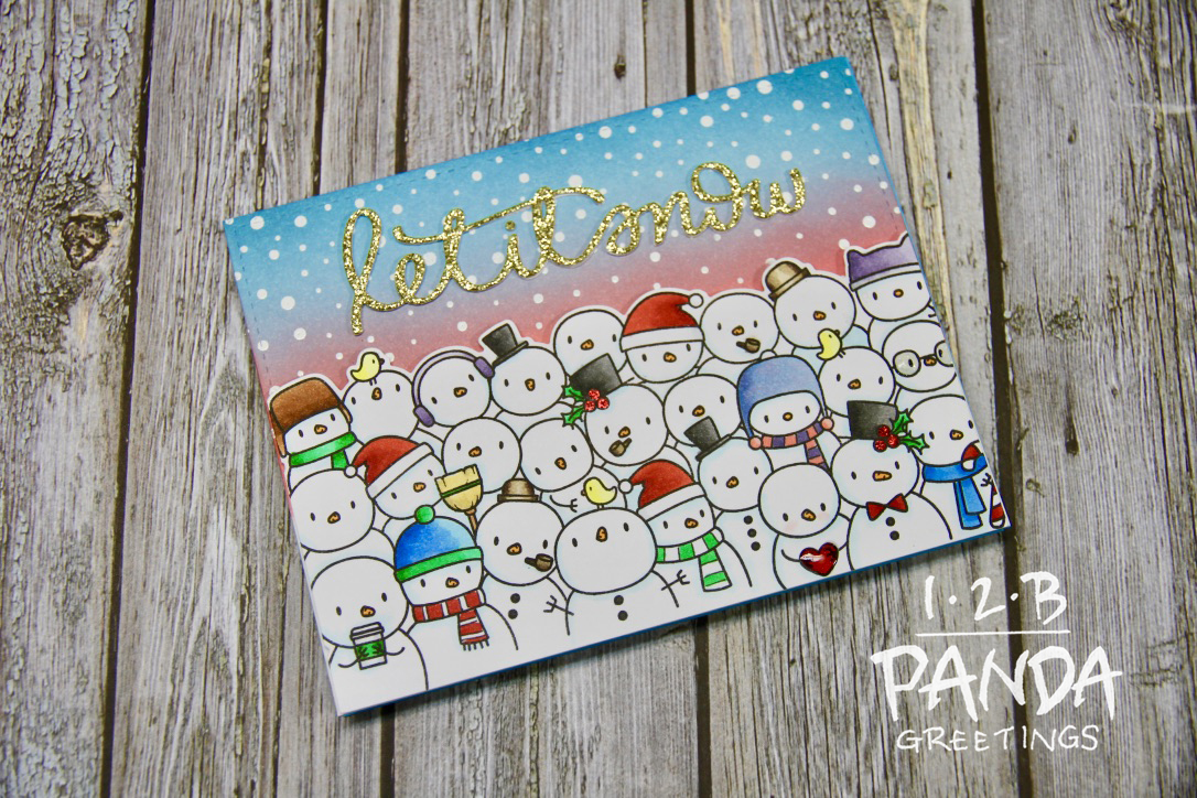 Mama Elephant So Many Snowmen Ink Blended Christmas Card